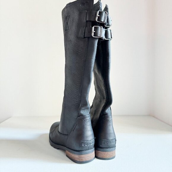 Sorel Emelie Tall Black Leather Boots 6 - Picture 4 of 11